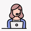 Women employee working Icon illustrating the Integration with the existing TMC/ Travel agent system
